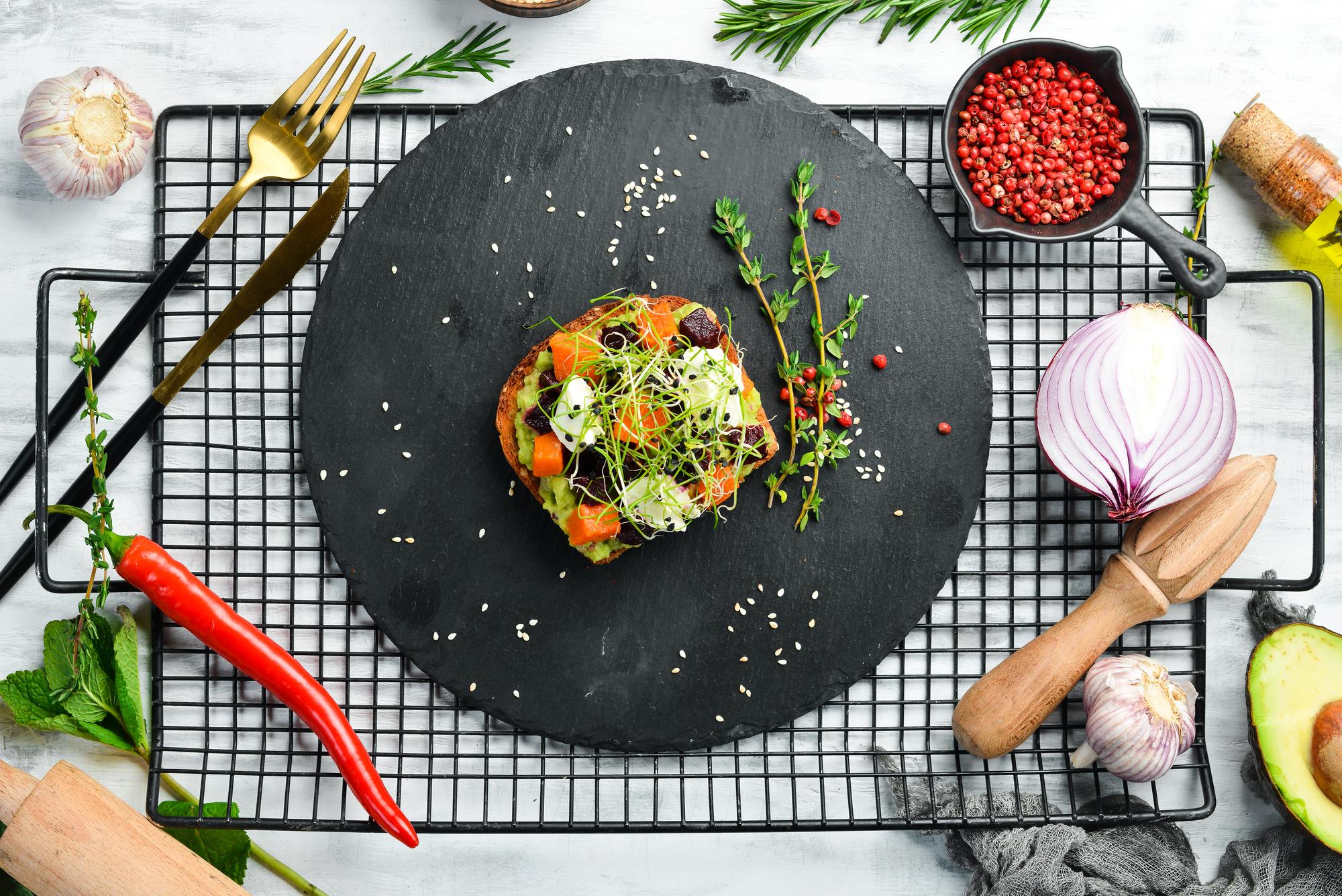 Curated plated dishes on slate